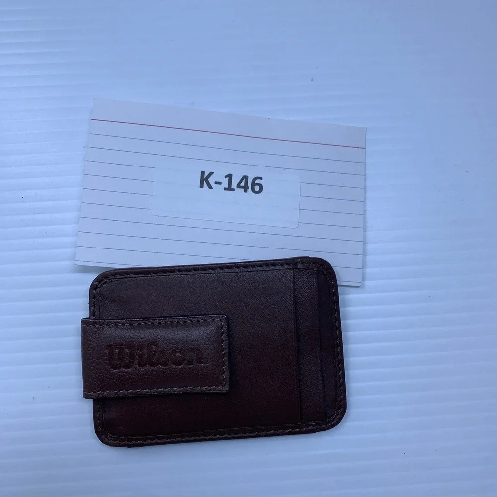 Wilson Mens OS Brown Leather Magnetic Front Pocket Money Clip Wallet NWT